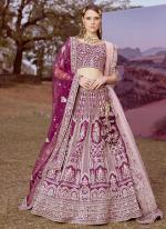 Silk Purple Bridal Wear Stone Beads Work Lehenga Choli